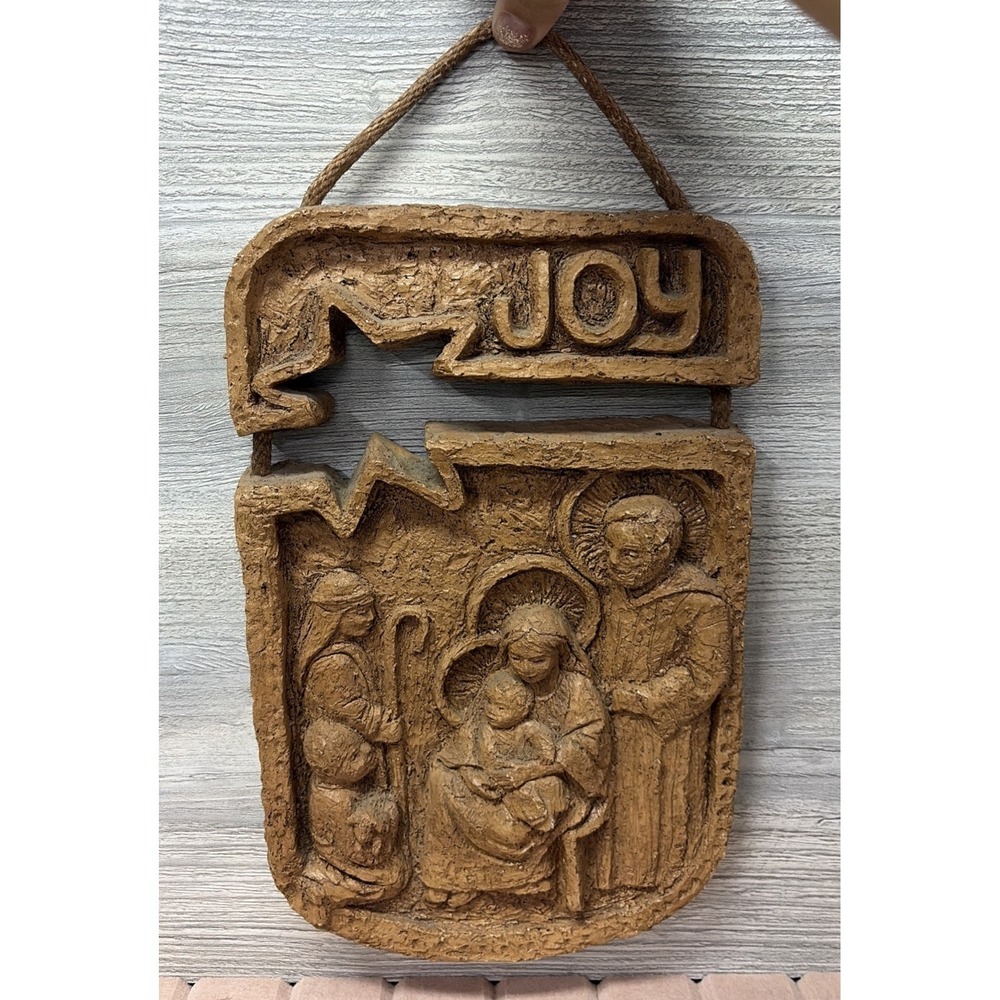 Vintage 1970s Abbey Press Wall Plaque JOY, Nativity, EUC (C4)